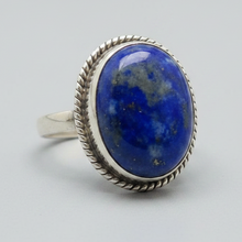 Load image into Gallery viewer, Lapis Lazuli Sterling silver ring sizes  8    (DC116)
