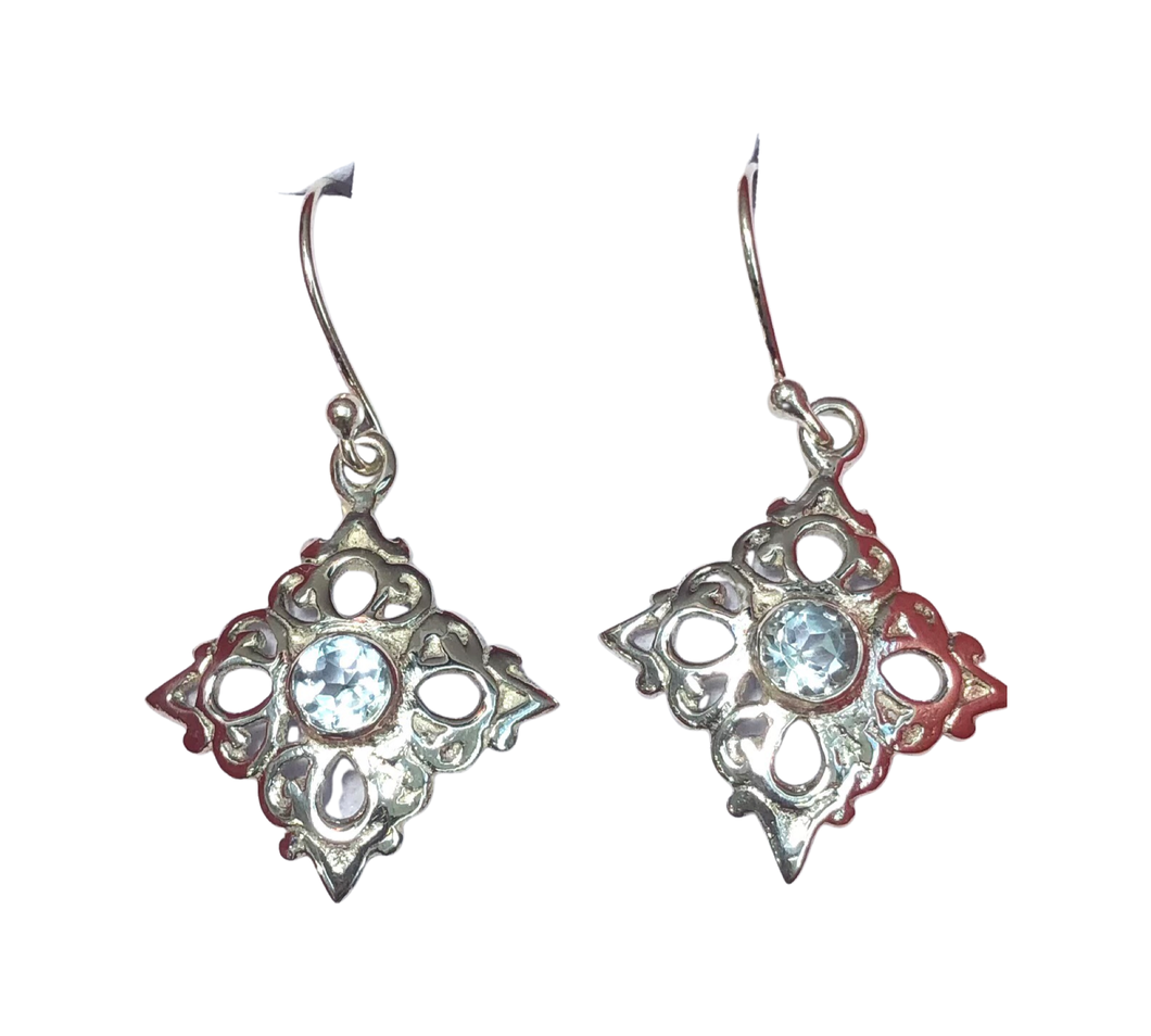 Blue Topaz Sterling Silver Earrings (EE130)