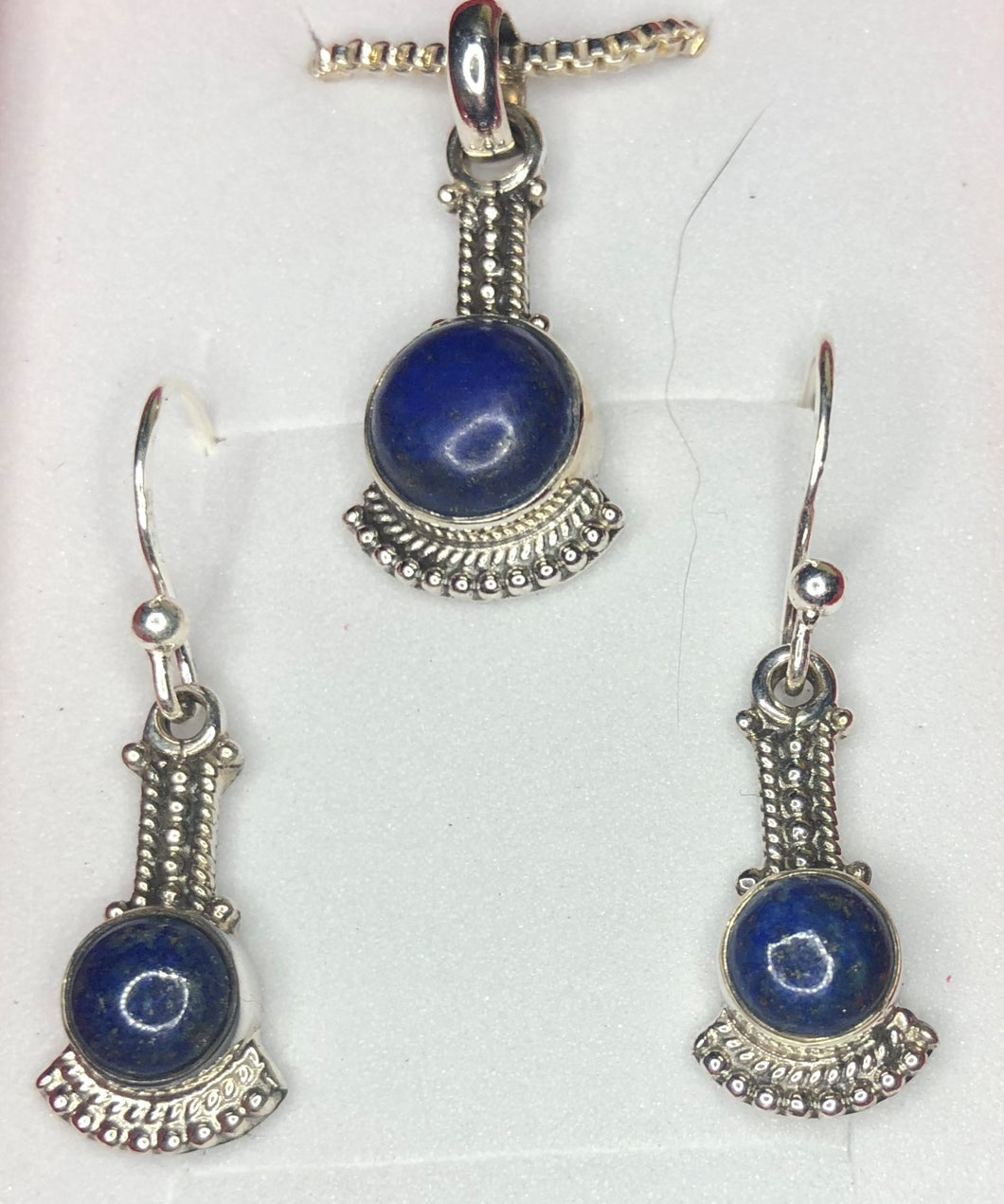 Lapis Lazuli sterling silver pendant and earrings set   (SET 6)