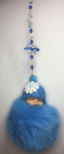 Load image into Gallery viewer, Baby blue Fluffy  suncatcher with crystals and Blue Lace agate
