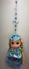 Load image into Gallery viewer, Girl Blue Fluffy  suncatcher with crystals and Blue Lace agate
