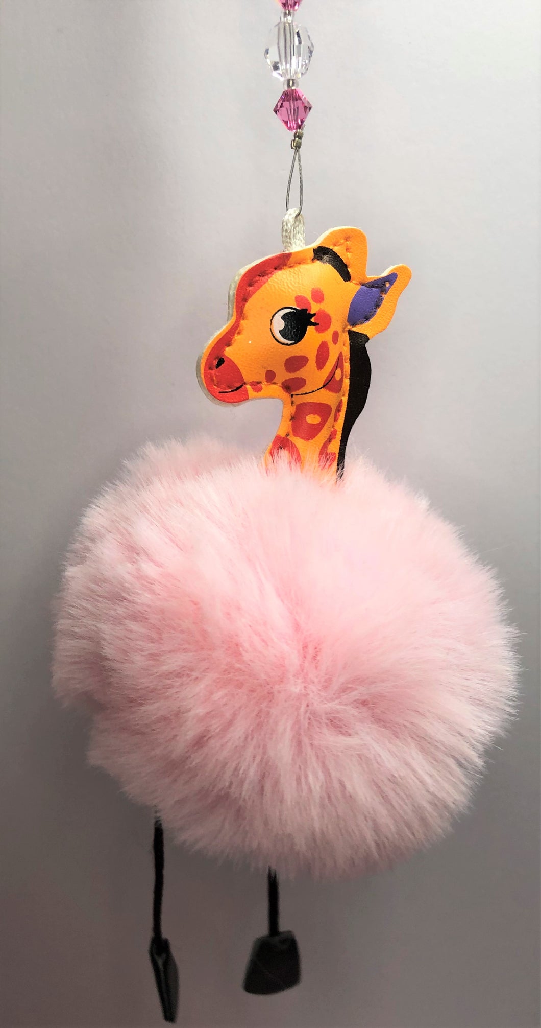 Giraffe pink Fluffy decorated with crystal and Rose Quartz