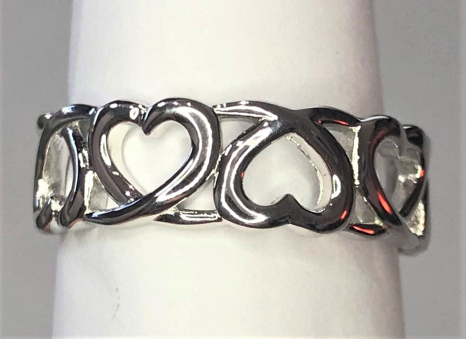 Hearts sterling silver rings  sizes  4, 5, 6, 7, 10, 11   (SS72)