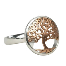Load image into Gallery viewer, Rose Gold plated 2 tone Tree of life rings  sizes  4, 5, 6, 7, 8, 13, 14   (AS01)
