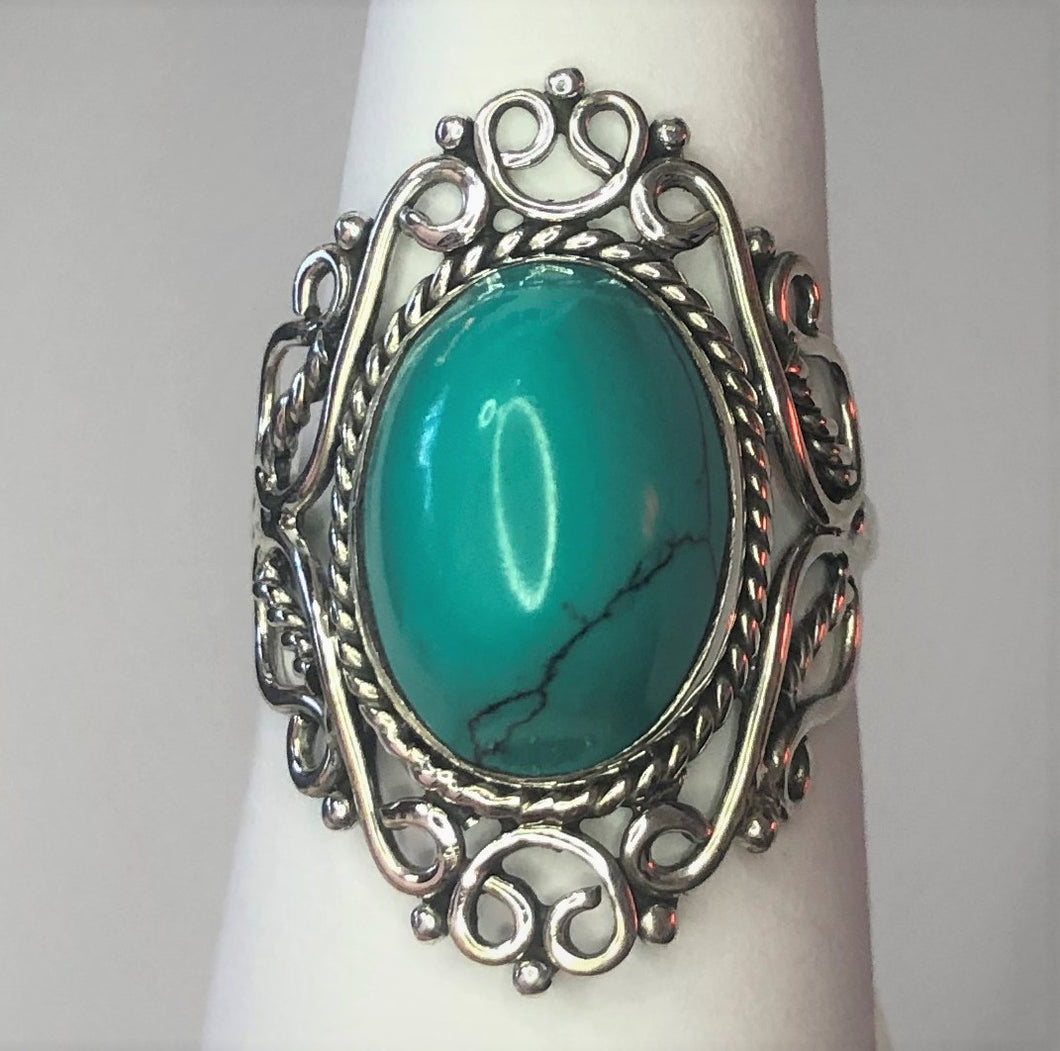 Turquoise sterling silver ring size 7   (AC33)