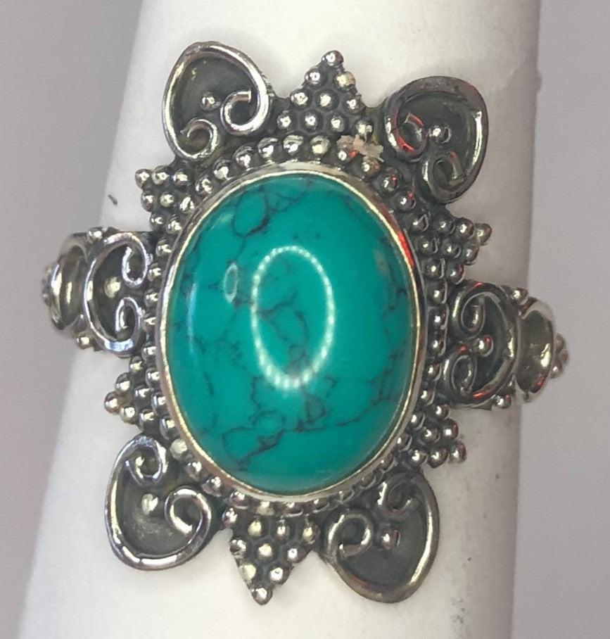 Turquoise sterling silver ring size 6  (AC44)