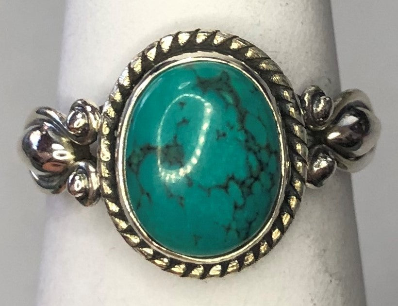 Turquoise sterling silver ring size 7   (AC132)