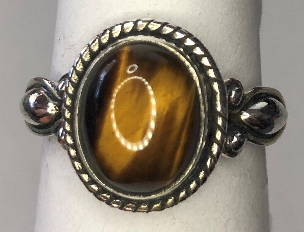 Tigers Eye sterling silver ring size 6   (AC137)
