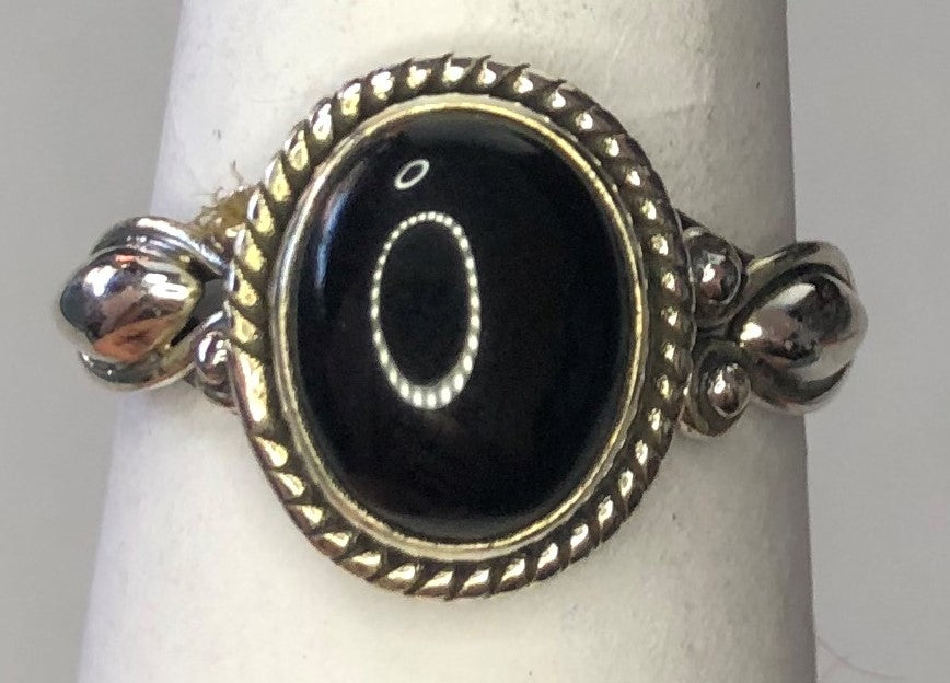 Black Onyx sterling silver ring size 6   (AC141)