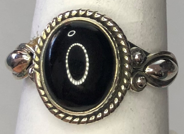 Black Onyx sterling silver ring size 7   (AC142)