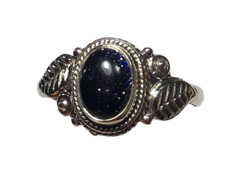 Blue Sun Stone Sterling silver ring size 7   (DC355)