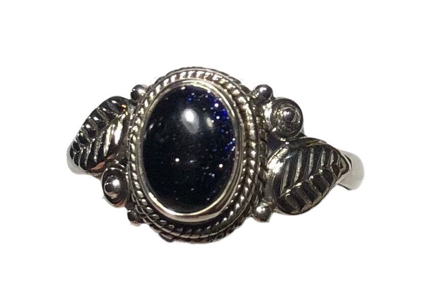 Blue Sun Stone Sterling silver ring size 6   (DC354)