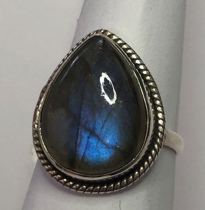 Labradorite sterling silver ring size 5  Measures approx. 19mm   (AD22d)