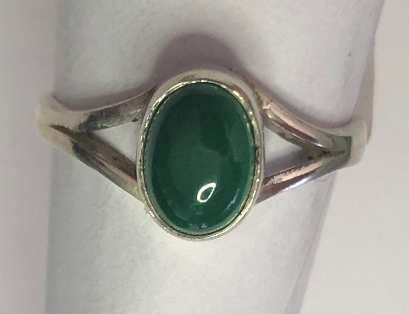 Malachite sterling silver ring size 4   (AD15a)