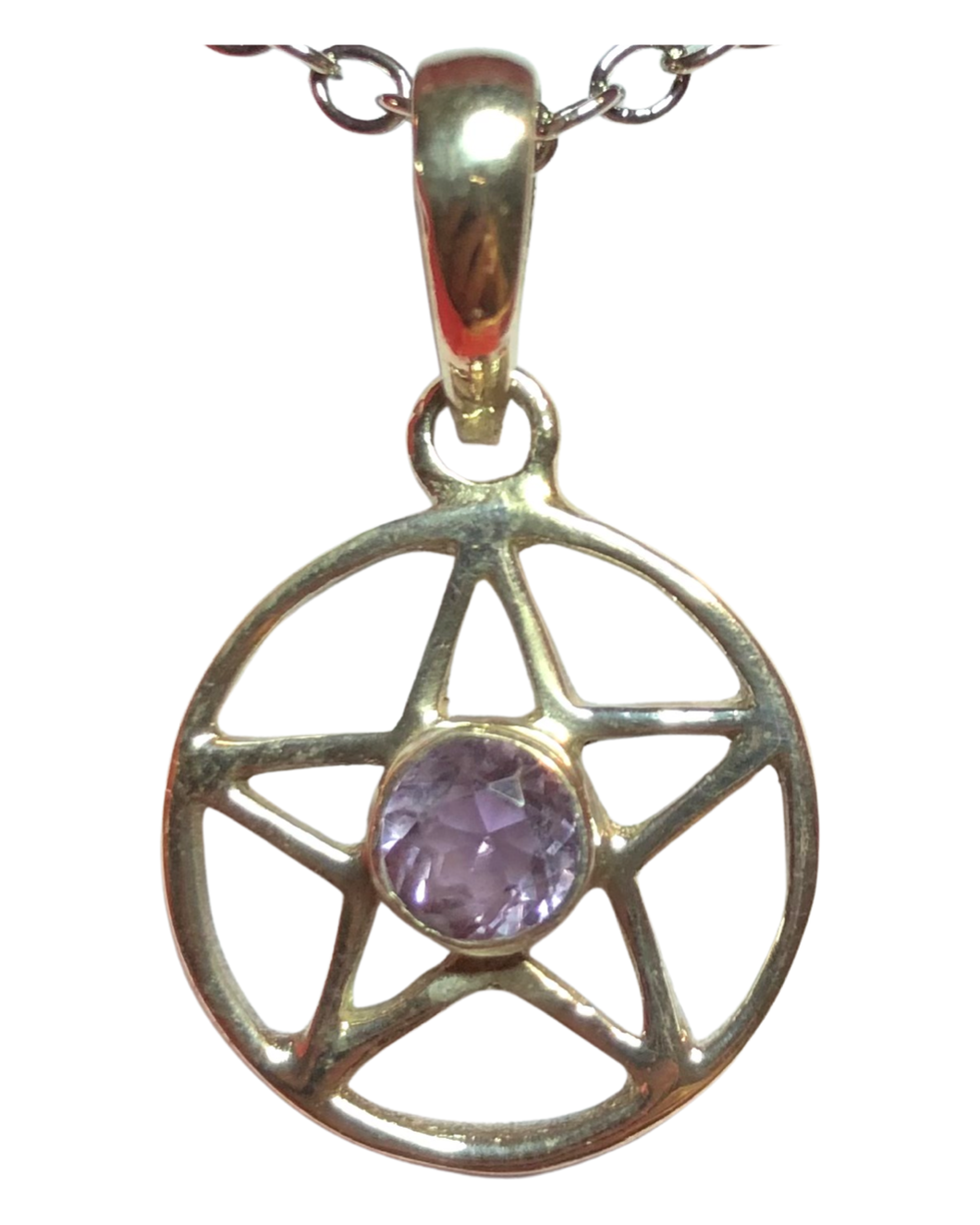 Pentagram Amethyst Sterling Silver Pendant (PA425)