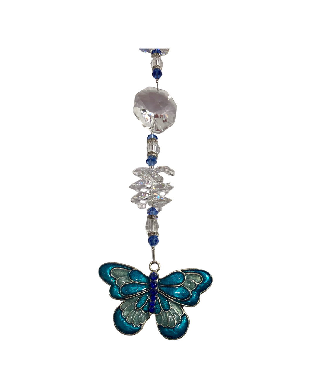 Butterfly - Blue suncatcher decorated with crystals and Lapis Lazuli gemstones