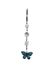 Load image into Gallery viewer, Butterfly - Blue suncatcher decorated with crystals and Lapis Lazuli gemstones
