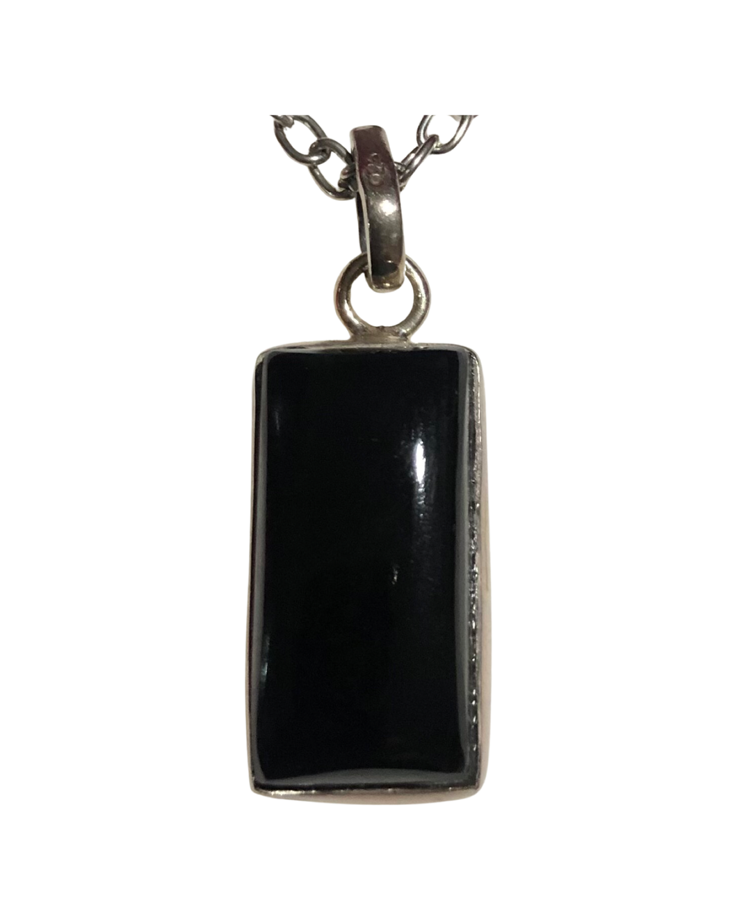 Black Onyx Sterling Silver Pendant (P121)