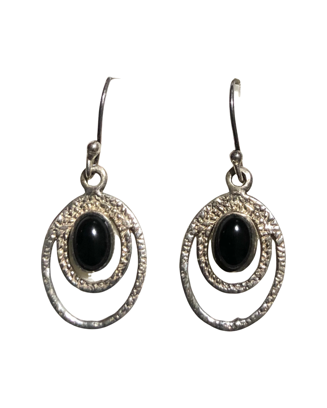 Black Onyx sterling silver earrings   (E261)