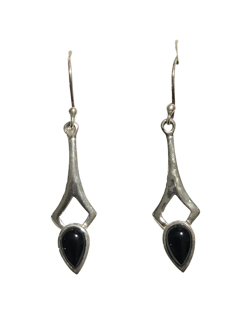 Black Onyx Sterling Silver Earrings   (E48)
