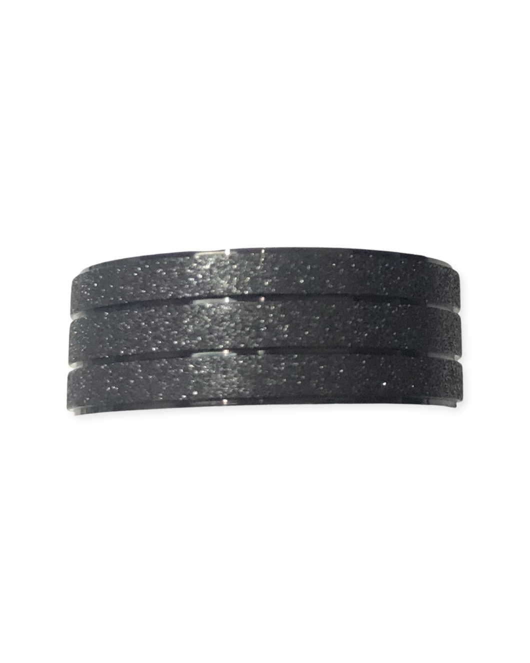 Black Glitter Stainless Silver ring sizes 7, 10, 14  (ST60)