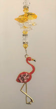 Load image into Gallery viewer, This beautiful pink Flamingo suncatcher which is decorated with crystals and Citrine
