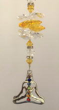 Load image into Gallery viewer, This beautiful Chakra Mediation coin suncatcher which is decorated with crystals and Citrine
