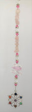 Load image into Gallery viewer, This beautiful Chakra Flower suncatcher which is decorated with crystals and Rose Quartz
