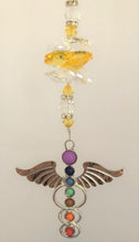 Load image into Gallery viewer, This beautiful Chakra Angel Wings suncatcher which is decorated with crystals and Citrine
