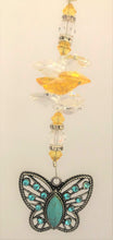 Load image into Gallery viewer, This beautiful Blue butterfly suncatcher which is decorated with  crystals &amp; Citrine
