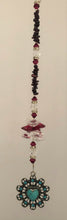 Load image into Gallery viewer, This beautiful Circle Heart suncatcher which is decorated with crystals and Garnet
