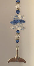 Load image into Gallery viewer, This beautiful Dolphin Tail suncatcher which is decorated with crystals and Blue Lace Agate
