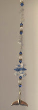 Load image into Gallery viewer, This beautiful Dolphin Tail suncatcher which is decorated with crystals and Blue Lace Agate
