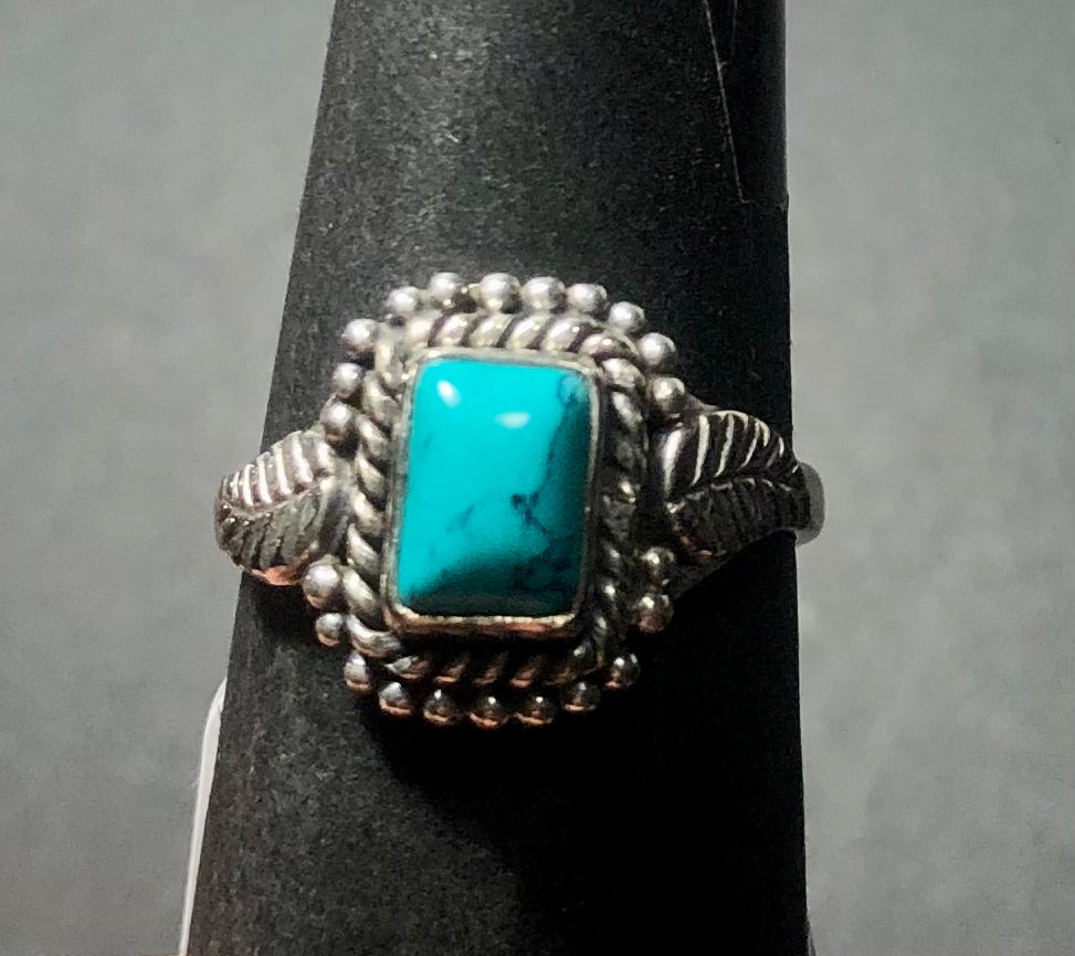 Turquoise Sterling silver ring size 6  (ER25c)