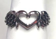 Load image into Gallery viewer, Heart with angel wings Sterling silver rings  sizes  5, 8   (CR02)
