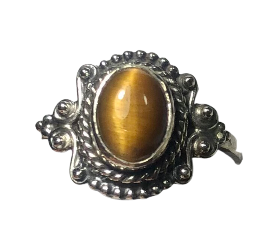 Tigers Eye sterling silver ring size 7   (DC275)