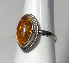 Load image into Gallery viewer, Amber Sterling silver ring sizes 6   (DC22)

