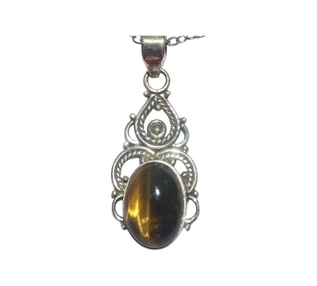 Tigers Eye Sterling Silver Pendant (EP76)