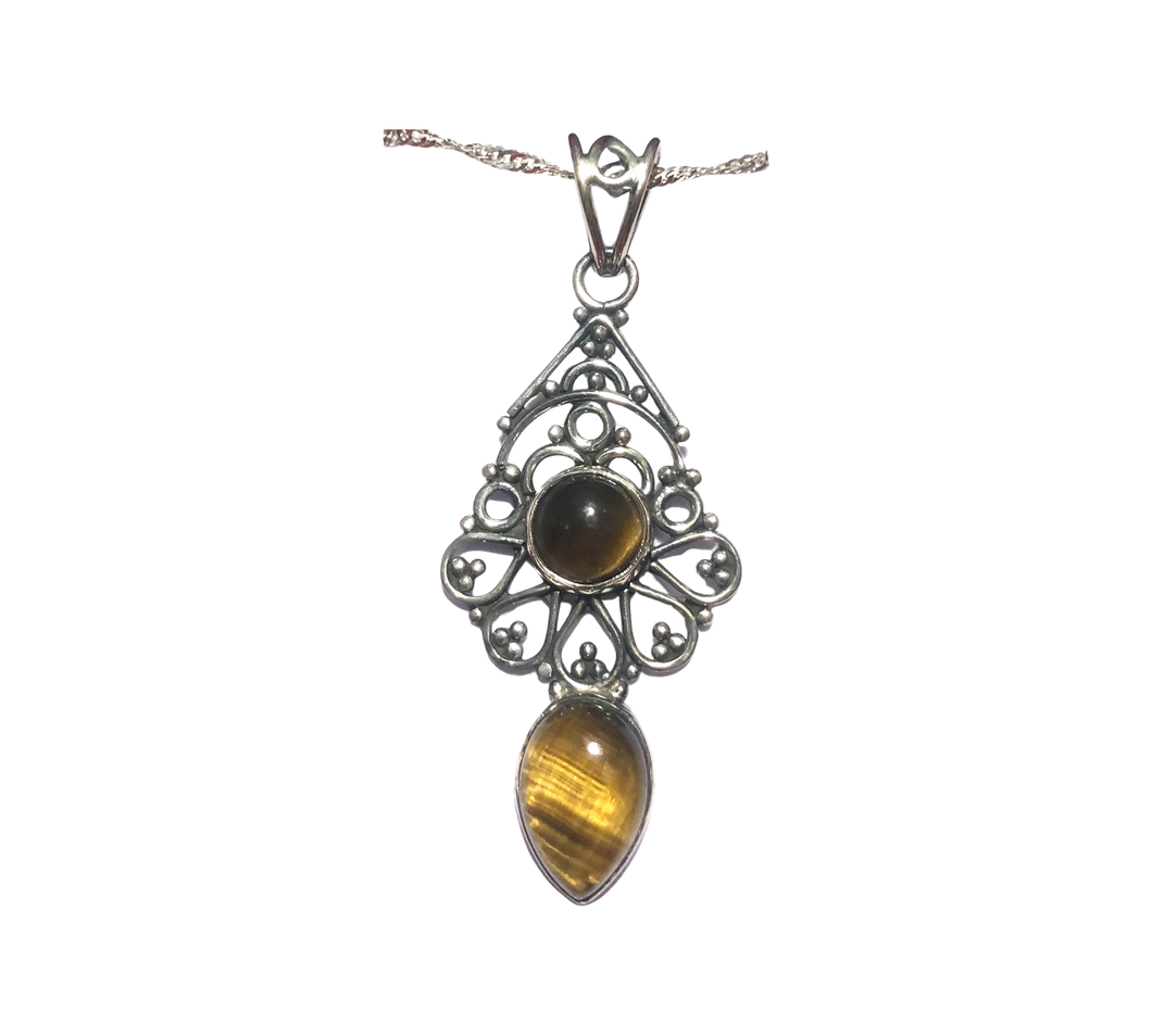Tigers Eye Sterling Silver Pendant (EP38)