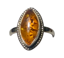 Load image into Gallery viewer, Amber Sterling silver ring sizes 6   (DC22)
