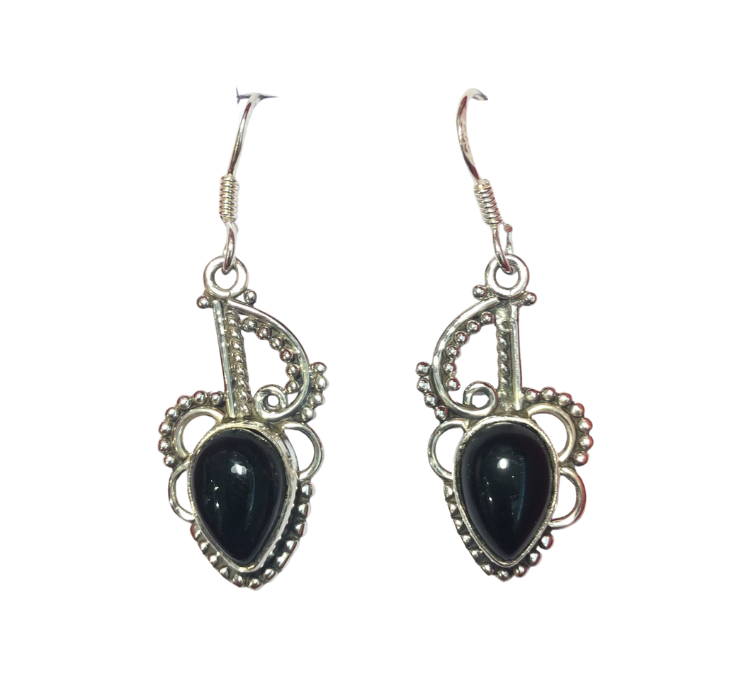 Black Onyx Sterling Silver Earrings (EE60a)