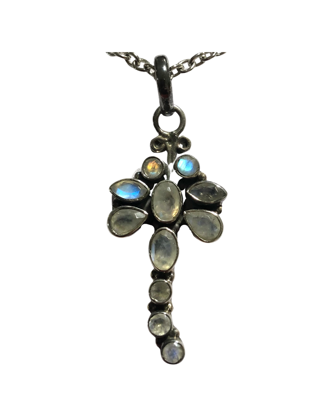 Moonstone Dragonfly Sterling Silver Pendant   (P401)