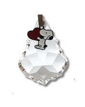 Load image into Gallery viewer, Snoopy large crystal stand, Decorated with crystals and garnet gemstones.
