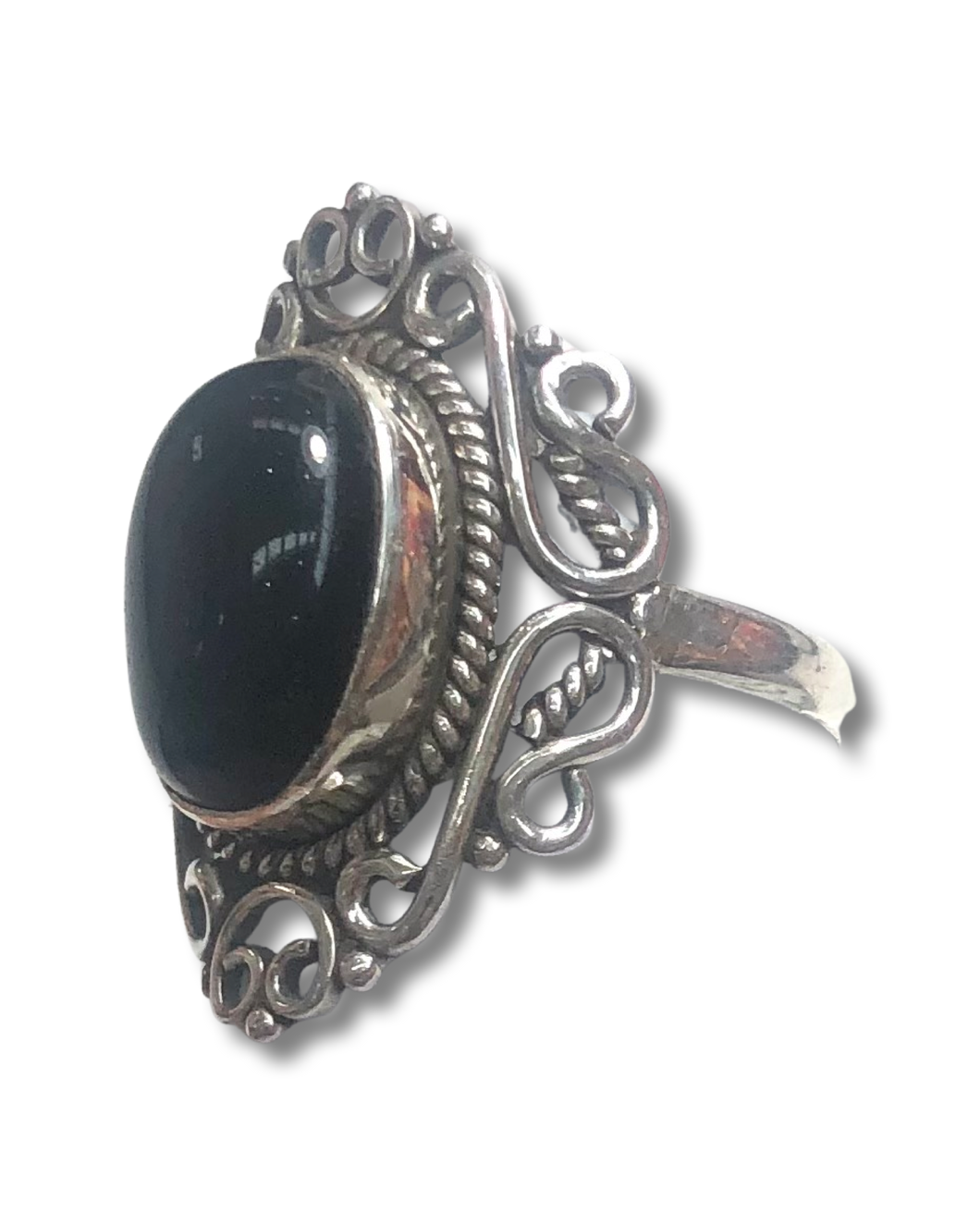 Black Onyx  sterling silver rings  sizes  13, 14   (ER13)