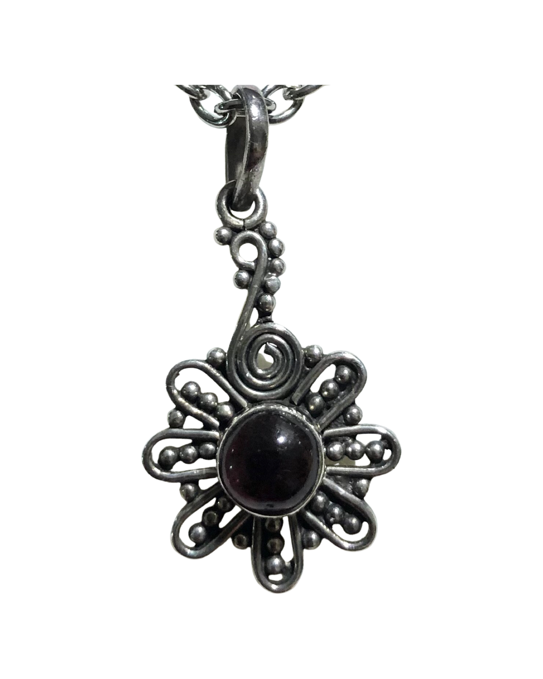 Garnet sterling silver pendant   (PA76)