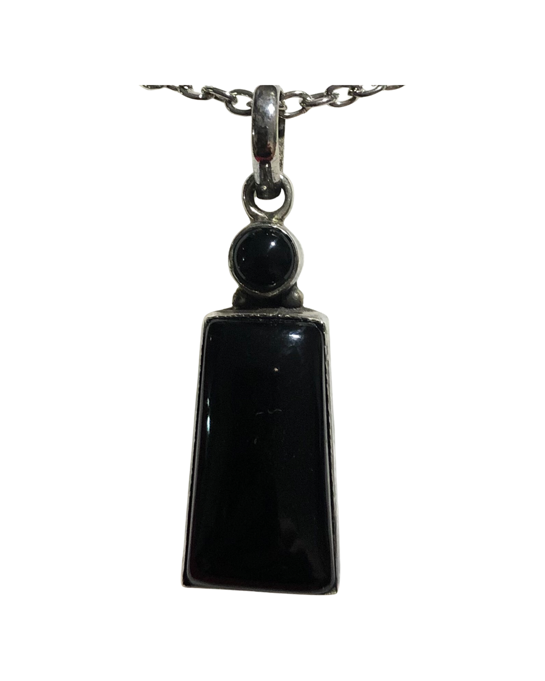 Black Onyx Sterling Silver Pendant   (P218)