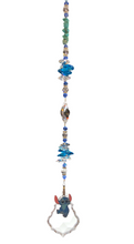 Load image into Gallery viewer, Stitch crystal suncatcher with Turquoise gemstones
