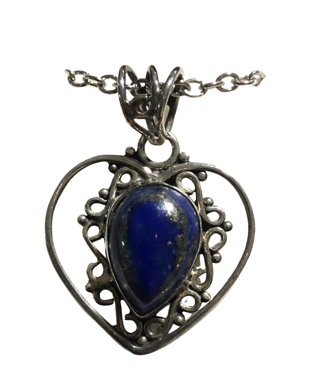 Lapis Lazuli heart sterling silver pendant   (P600)
