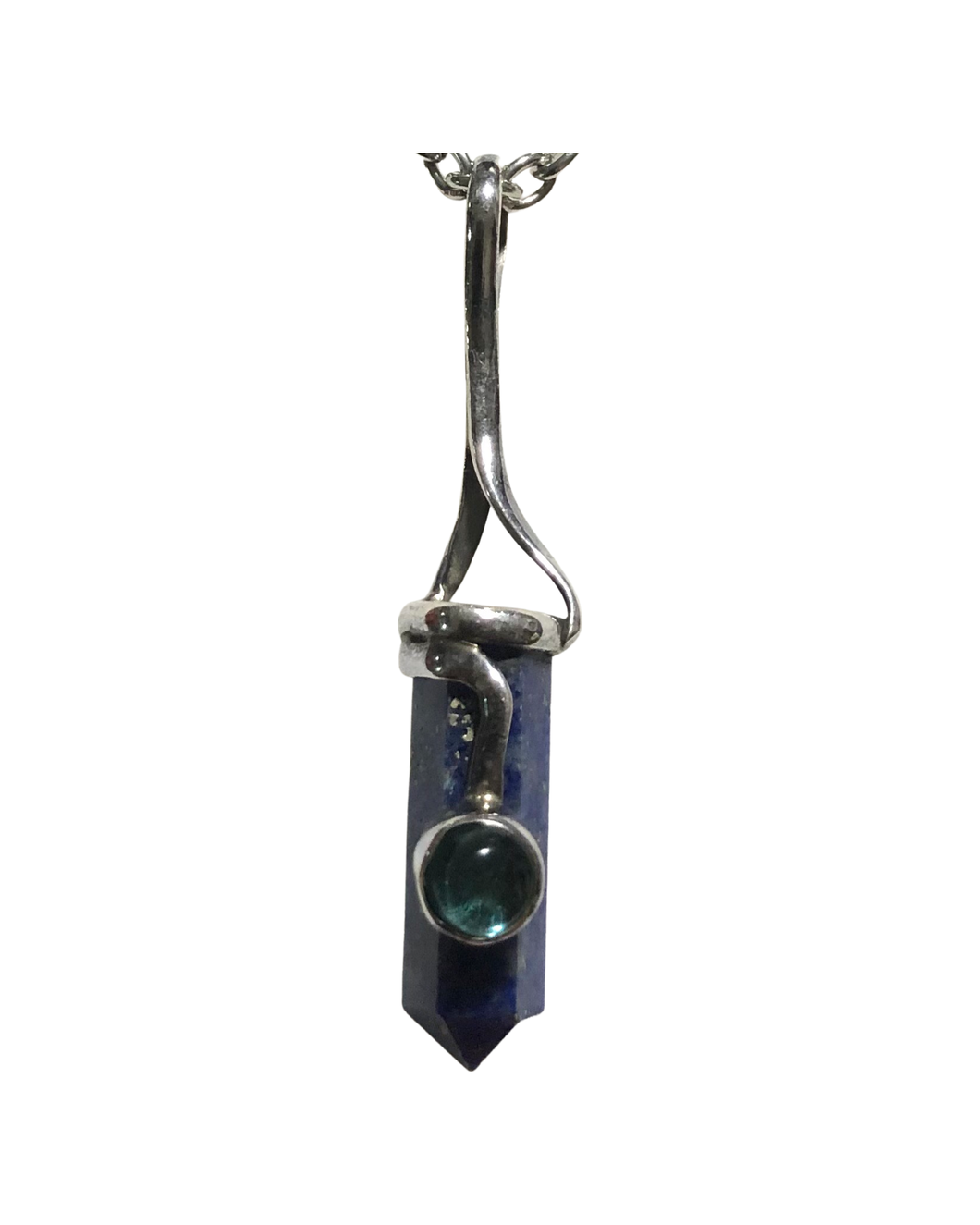 Lapis Lazuli and Blue Topaz sterling silver pendant   (P302)