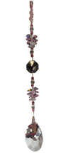 Load image into Gallery viewer, Minnie Mouse crystal suncatcher with rose quartz gemstones
